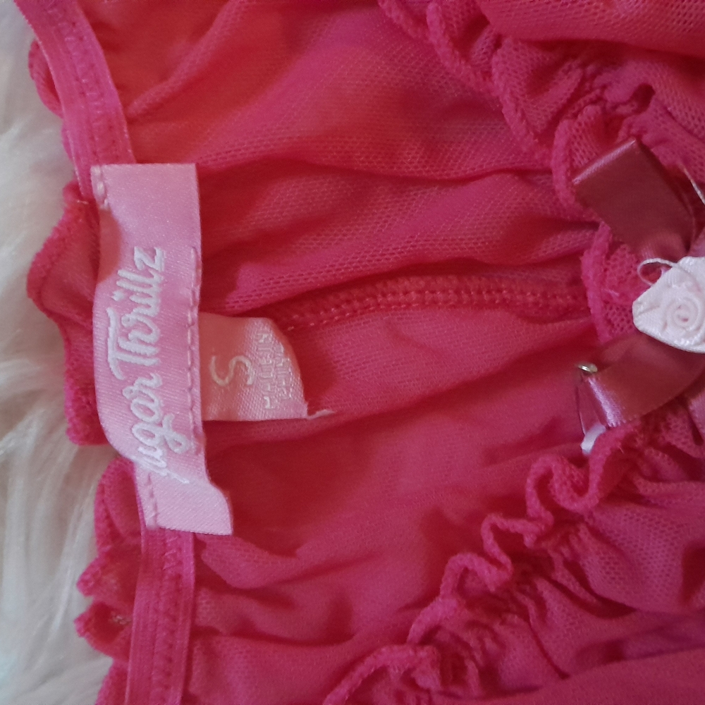 Elegant Pink Lace Ruffle baby doll lingerie - Picture 5 of 5